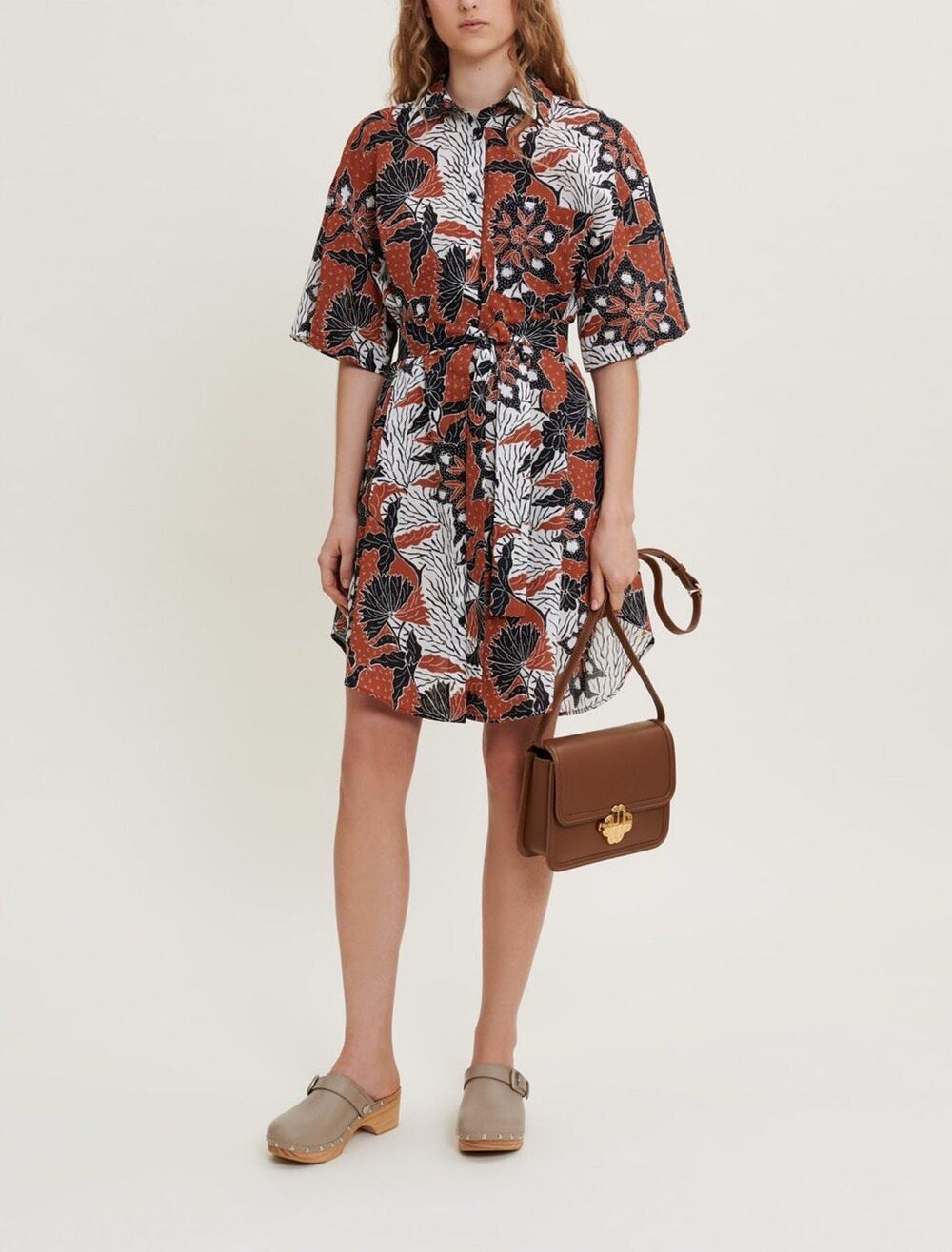 Maje Rodime Terracotta Cotton Voile Shirt Dress Ethnic terracotta M 38
